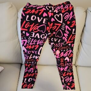 No Boundaries Love Script Leggings - Black and Pink